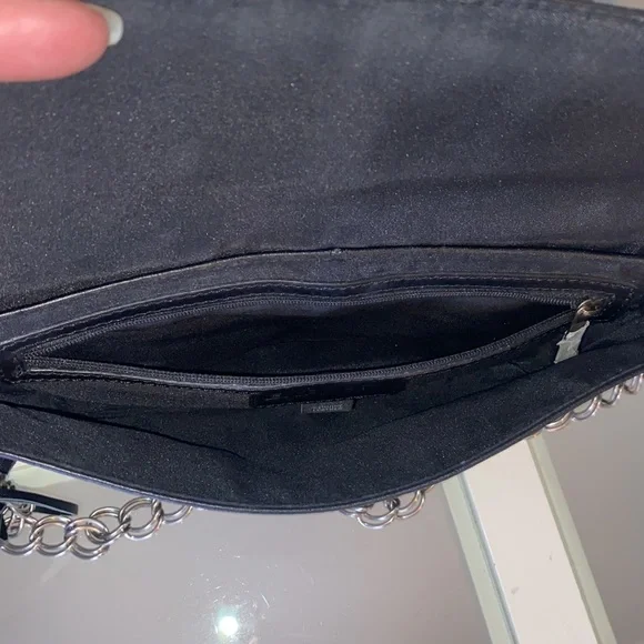 Express Black Genuine Leather Chain Tassel Shoulder Purse - Picture 9 of 15